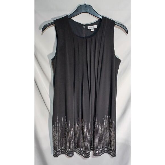 Calvin Klein Dresses & Skirts - Calvin Klein Little Black Dress sz S Silver Stud Detail Lined A-line Tra…